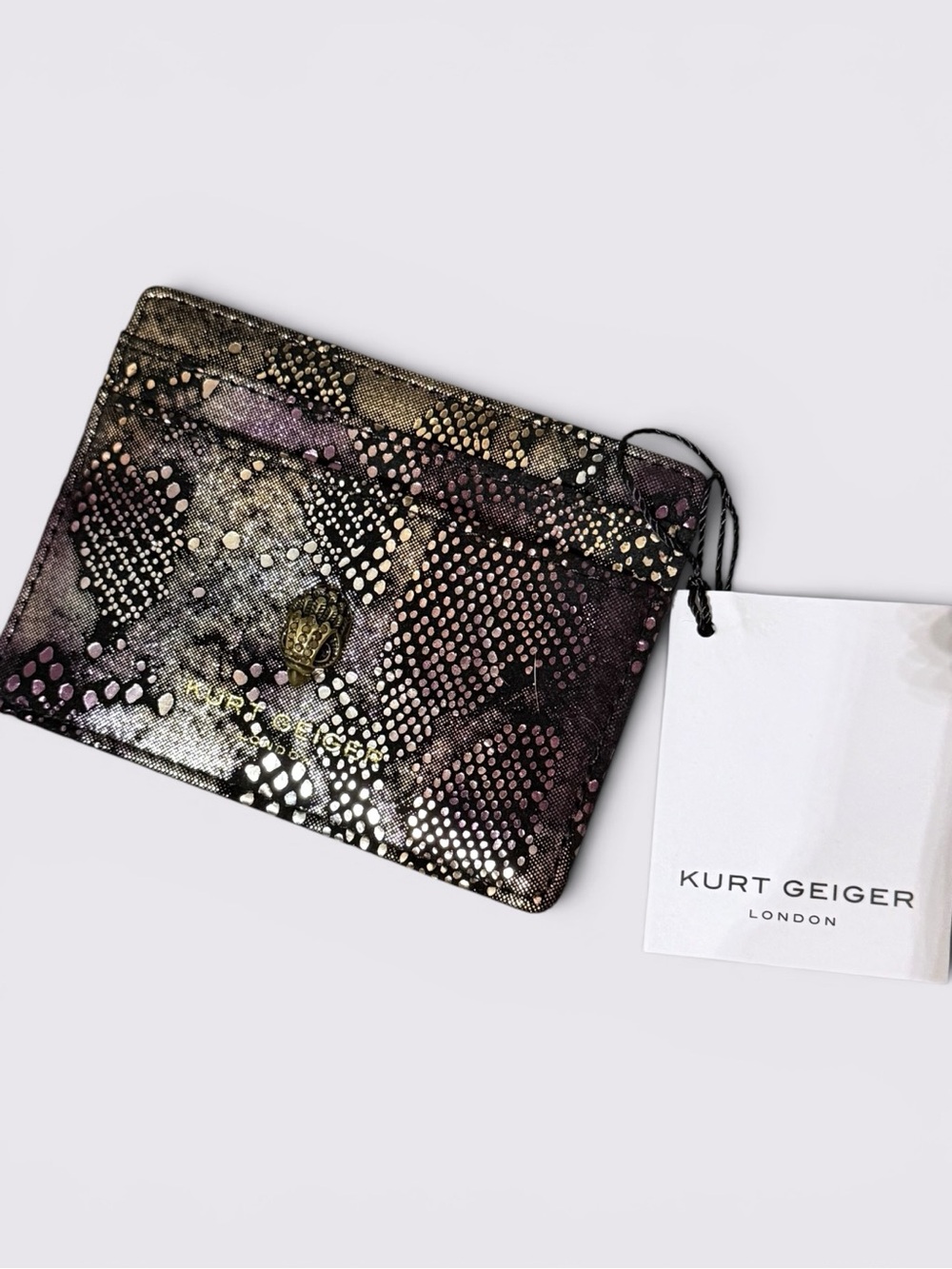 Kurt Geiger RARE NWT Shoreditch Metallic Snake-Print Cardholder